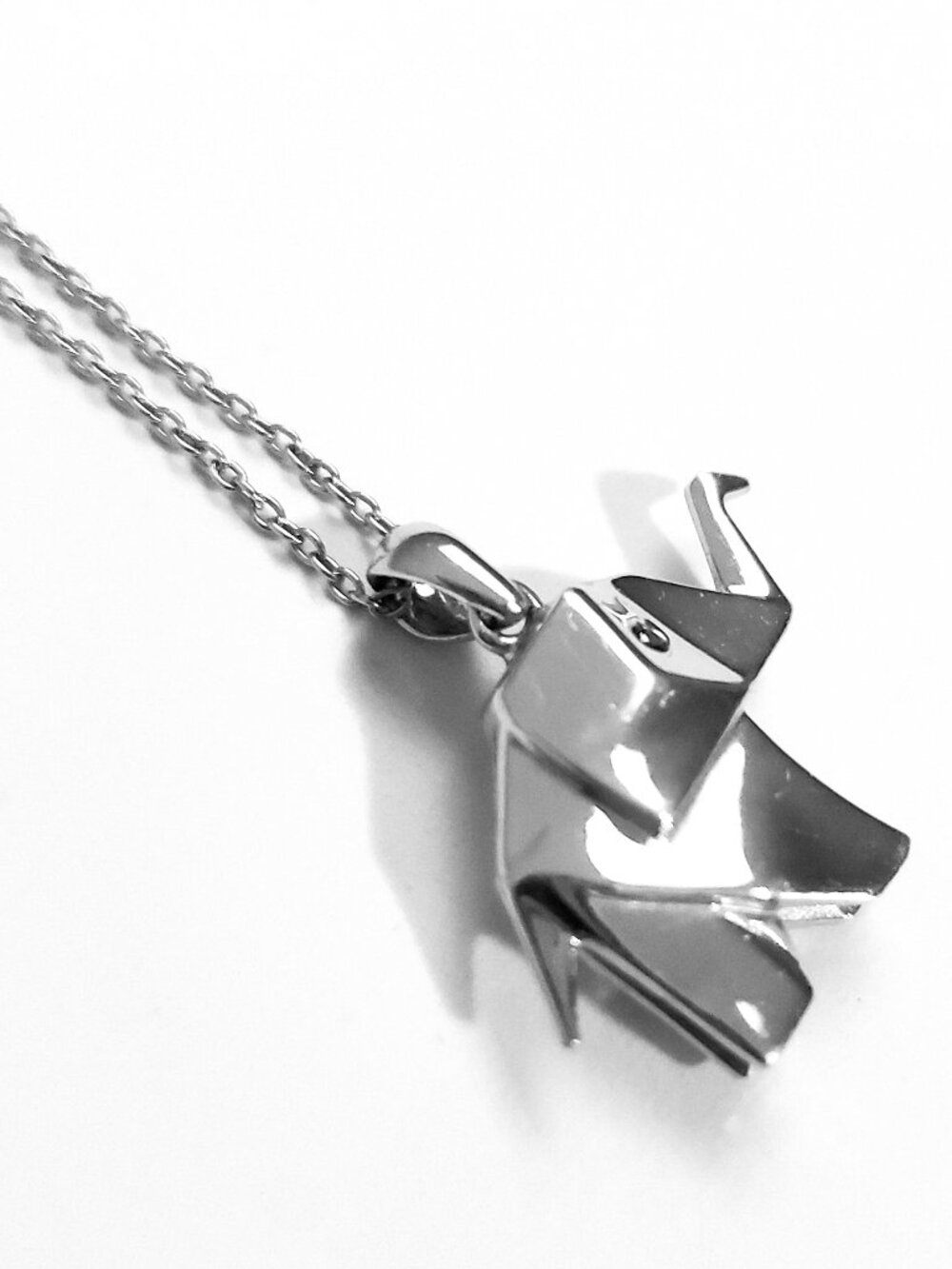 Helzberg Sterling Silver Origami Elephant Black Diamond Necklace - Picture 3 of 6